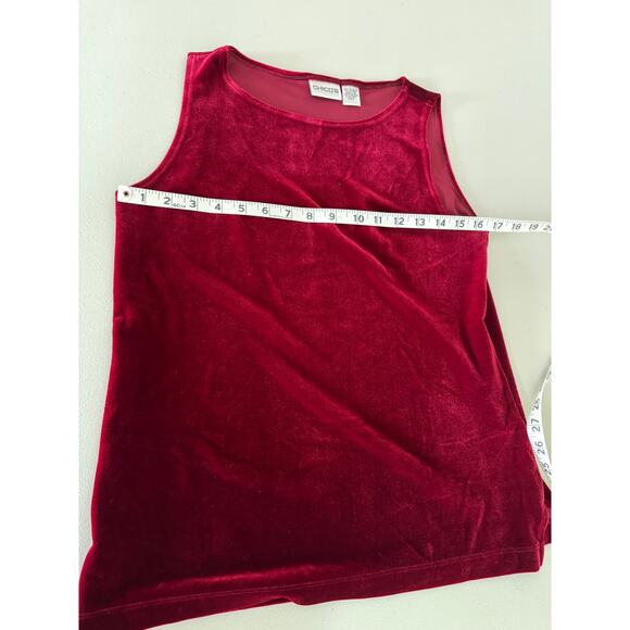 Vtg Y2K Chico's Red Velvet Sleeveless Blouse Shirt Tank Top 0/Small Holiday Xmas - Picture 4 of 5